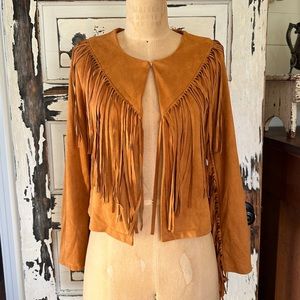 Fringe Suede Jacket - Camel Brown
